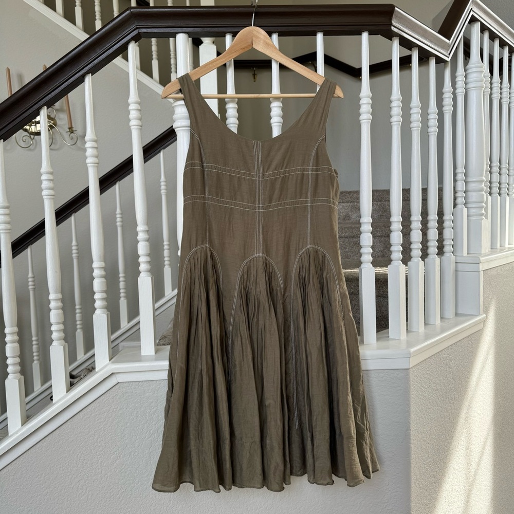 Vintage Green Pleated Dress